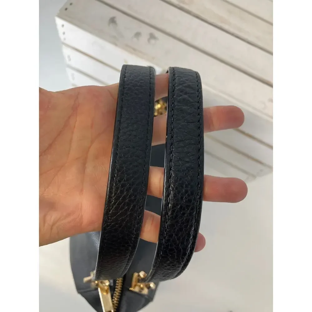 MICHAEL KORS, LARGE BLACK PEBBLED LEATHER HANDBAG